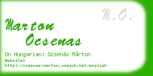 marton ocsenas business card